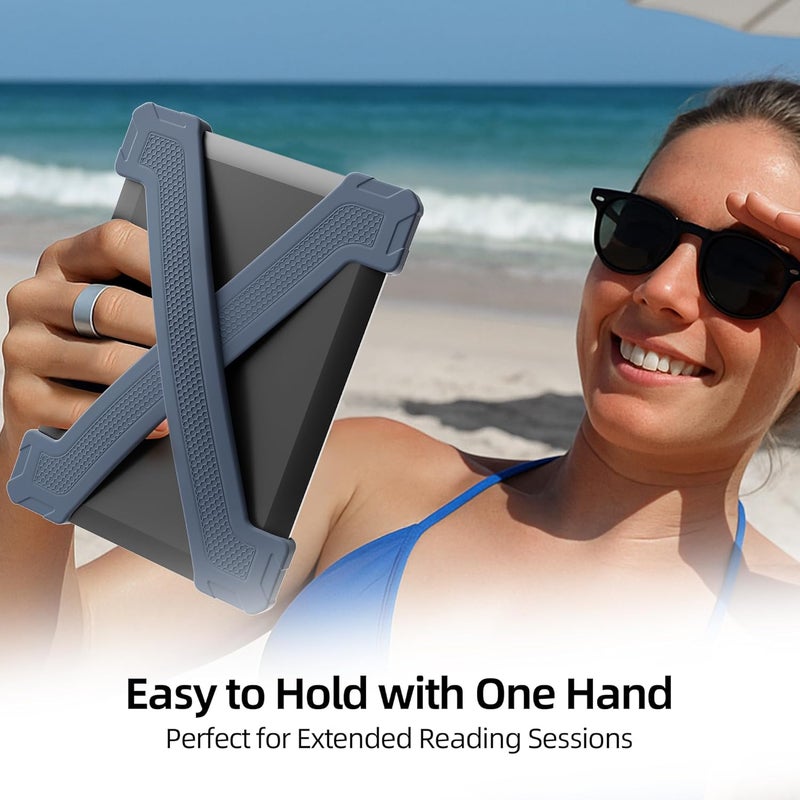 ELETIUO Hand Strap for 6" Kindle/Kobo/Kindle/E-Readers -Paperwhite 7-10 Gen,2 Pack Ergonomic Silicone Finger Grip,Secure One-Handed Holder for Comfortable Reading Accessories,Medium-Dark Blue - Image 3